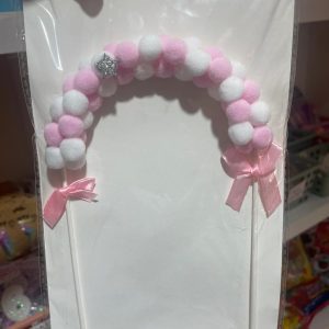 TOPPER DE TORTA POMPONES ROSA
