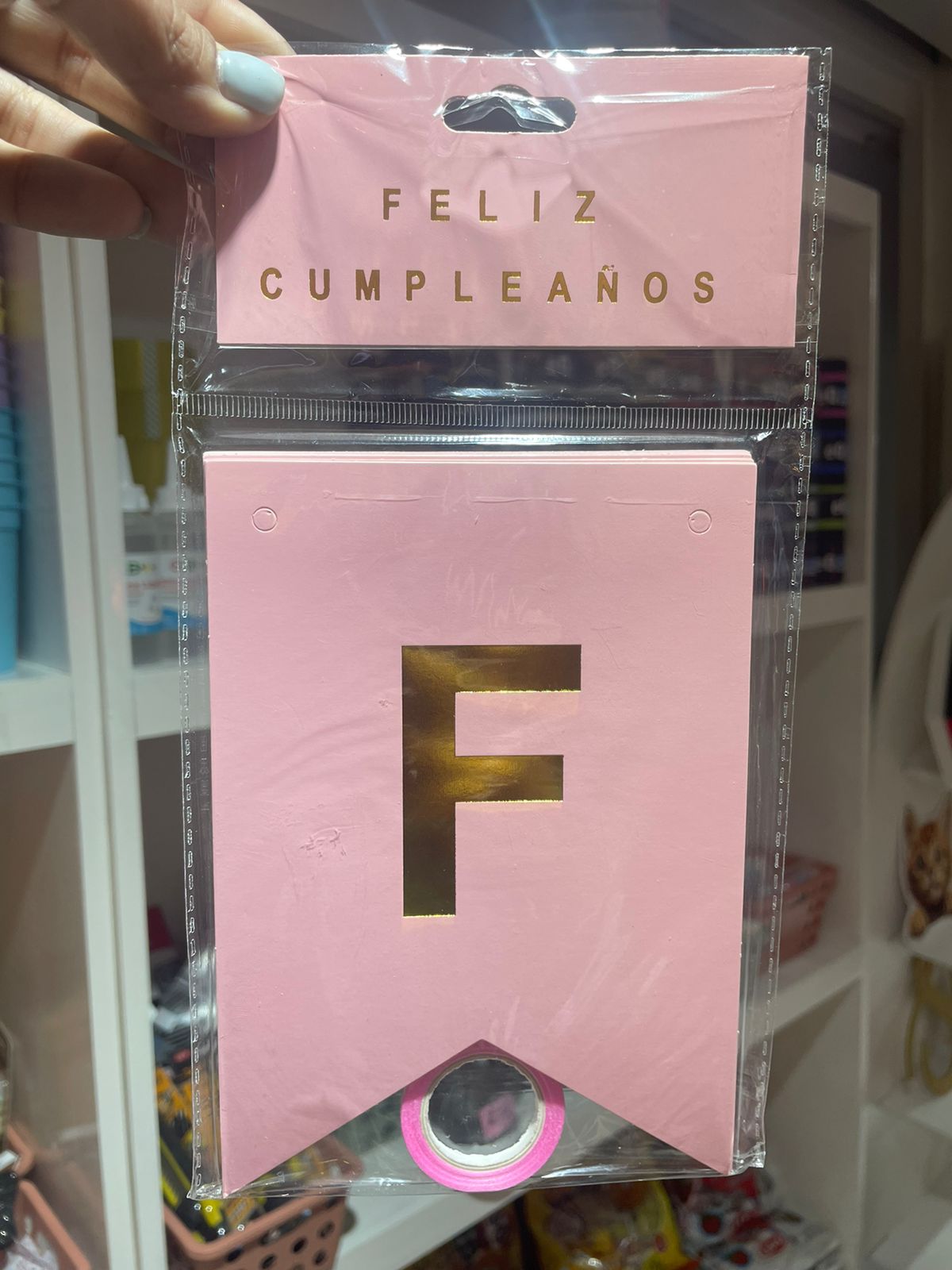 CARTEL DE FELIZ CUMPLEAÑOS ROSA PASTEL
