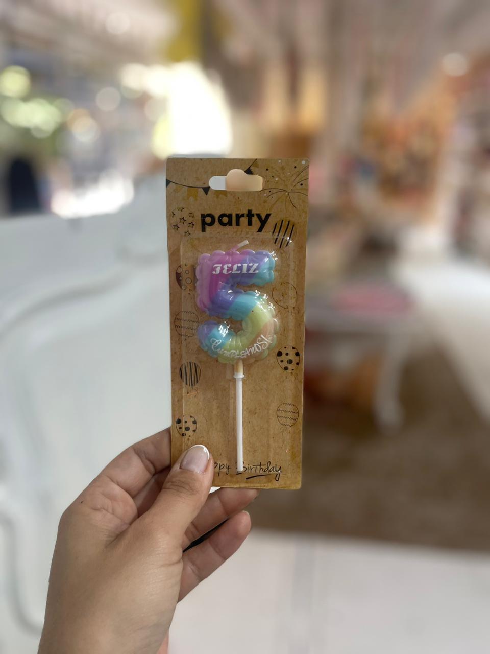 VELAS «GLOBO»  MULTICOLOR NRO 5