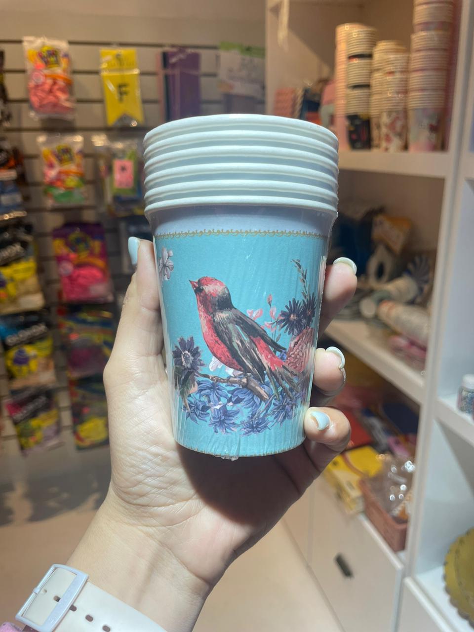 VASO DESCARTABLE  PÁJAROS
