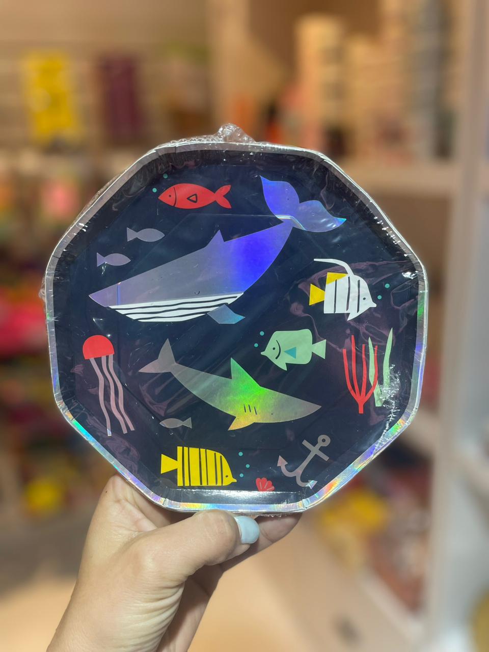 PLATO DESCARTABLE HEXAGONAL PECES