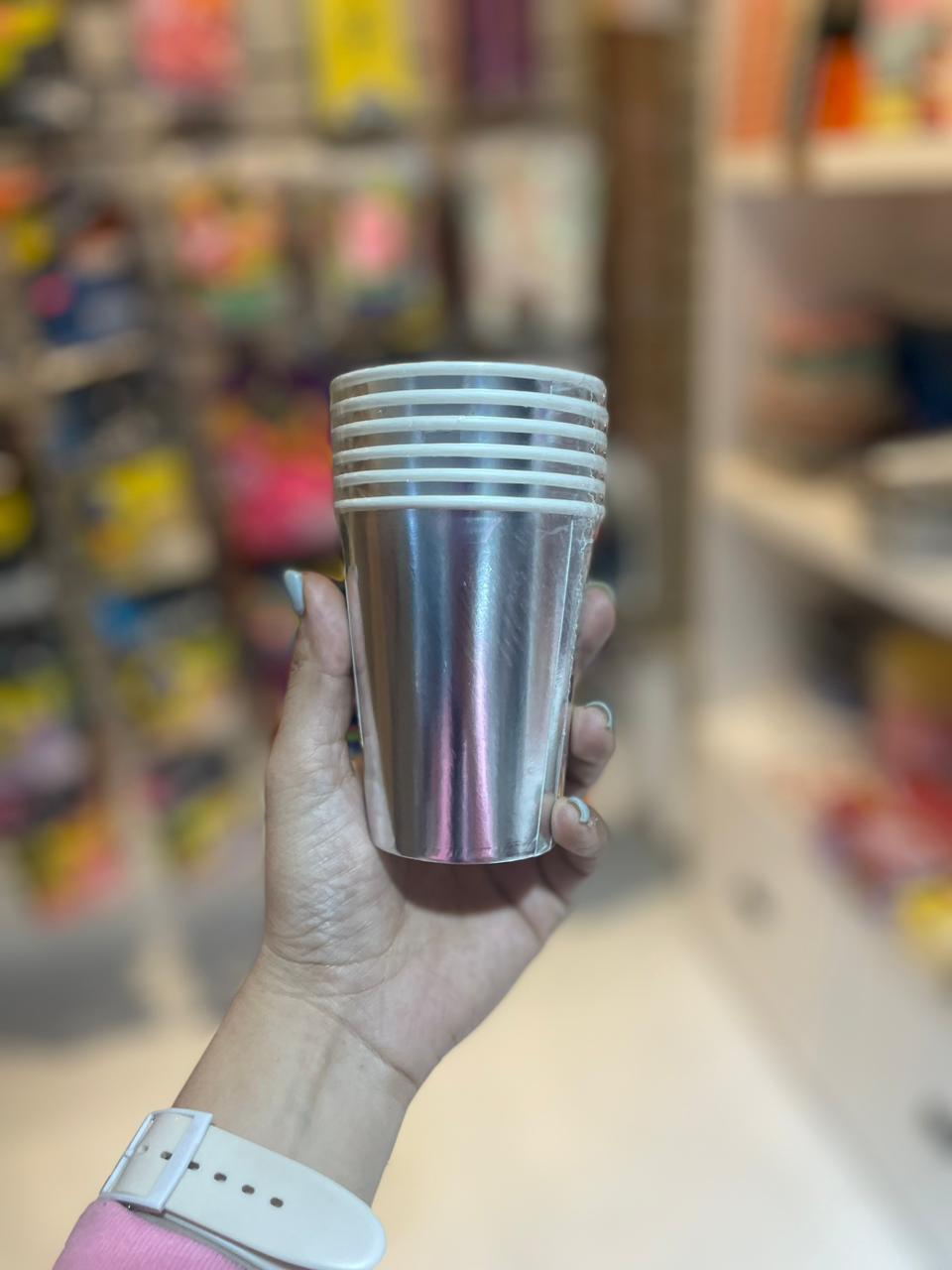 VASO DESCARTABLE PLATEADO