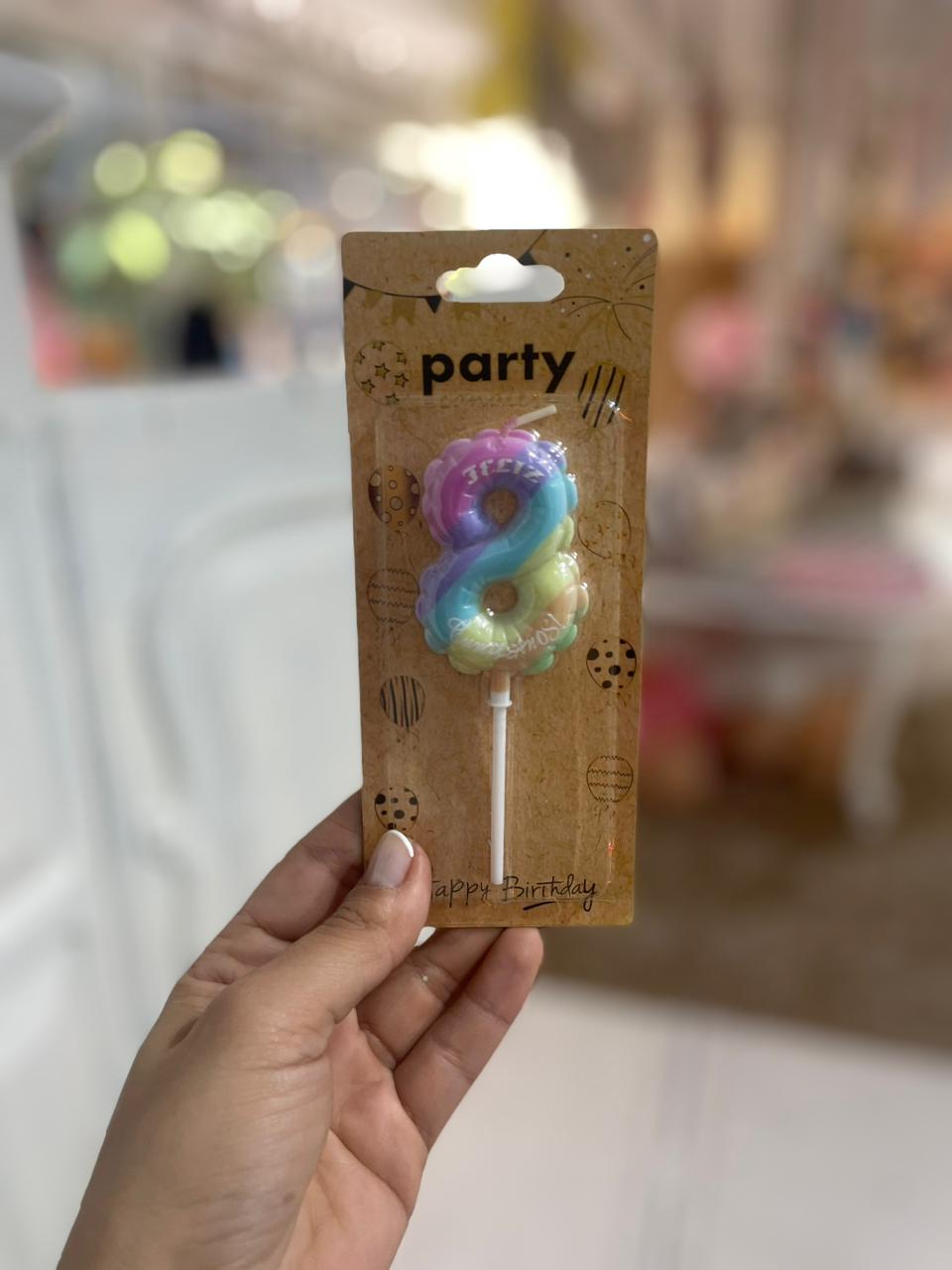 VELAS «GLOBO»  MULTICOLOR NRO 8