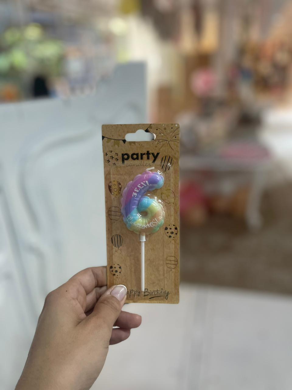 VELAS «GLOBO»  MULTICOLOR NRO 6