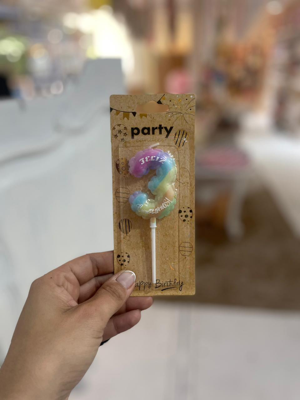 VELAS «GLOBO»  MULTICOLOR NRO 3