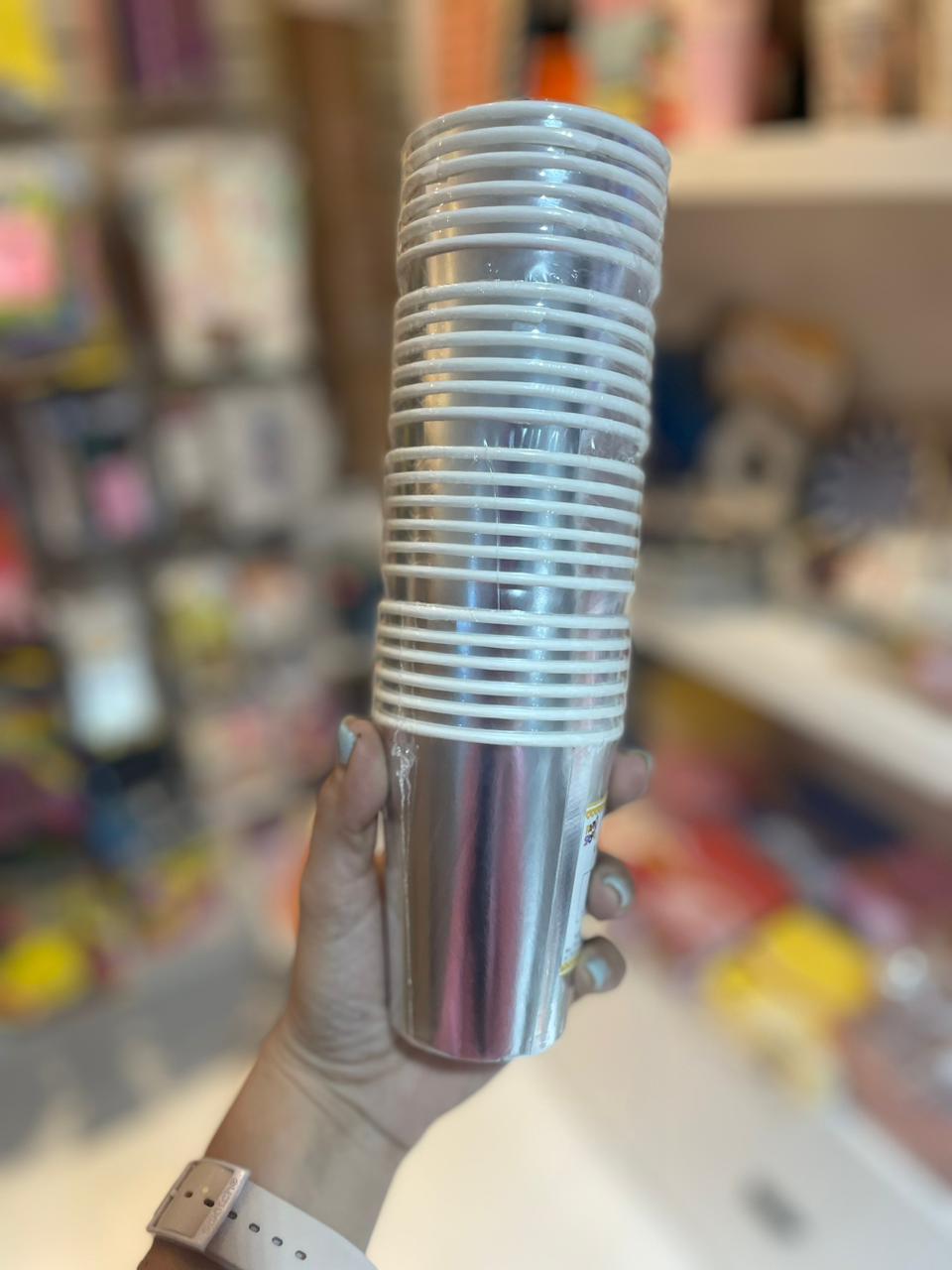 VASO DESCARTABLE PLATEADO