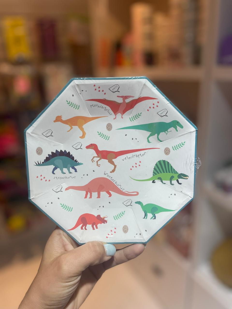 PLATO DESCARTABLE   OCTAGONAL  DINOSAURIO