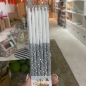 VELA DE CUMPLEAÑOS FINITAS CON GIBRE PLATEADO