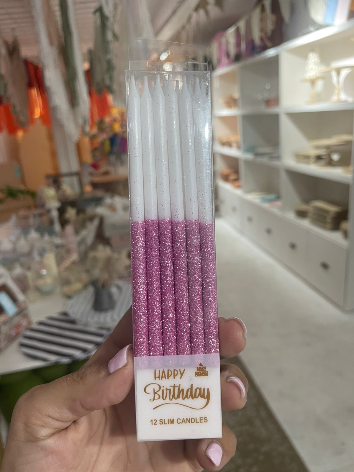 VELA DE CUMPLEAÑOS FINITAS CON GIBRE ROSA