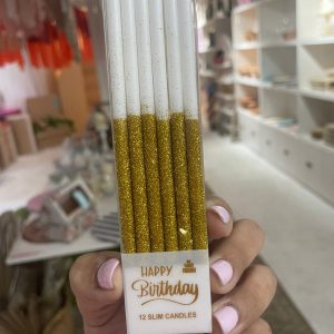 VELA DE CUMPLEAÑOS FINITAS CON GIBRE DORADO