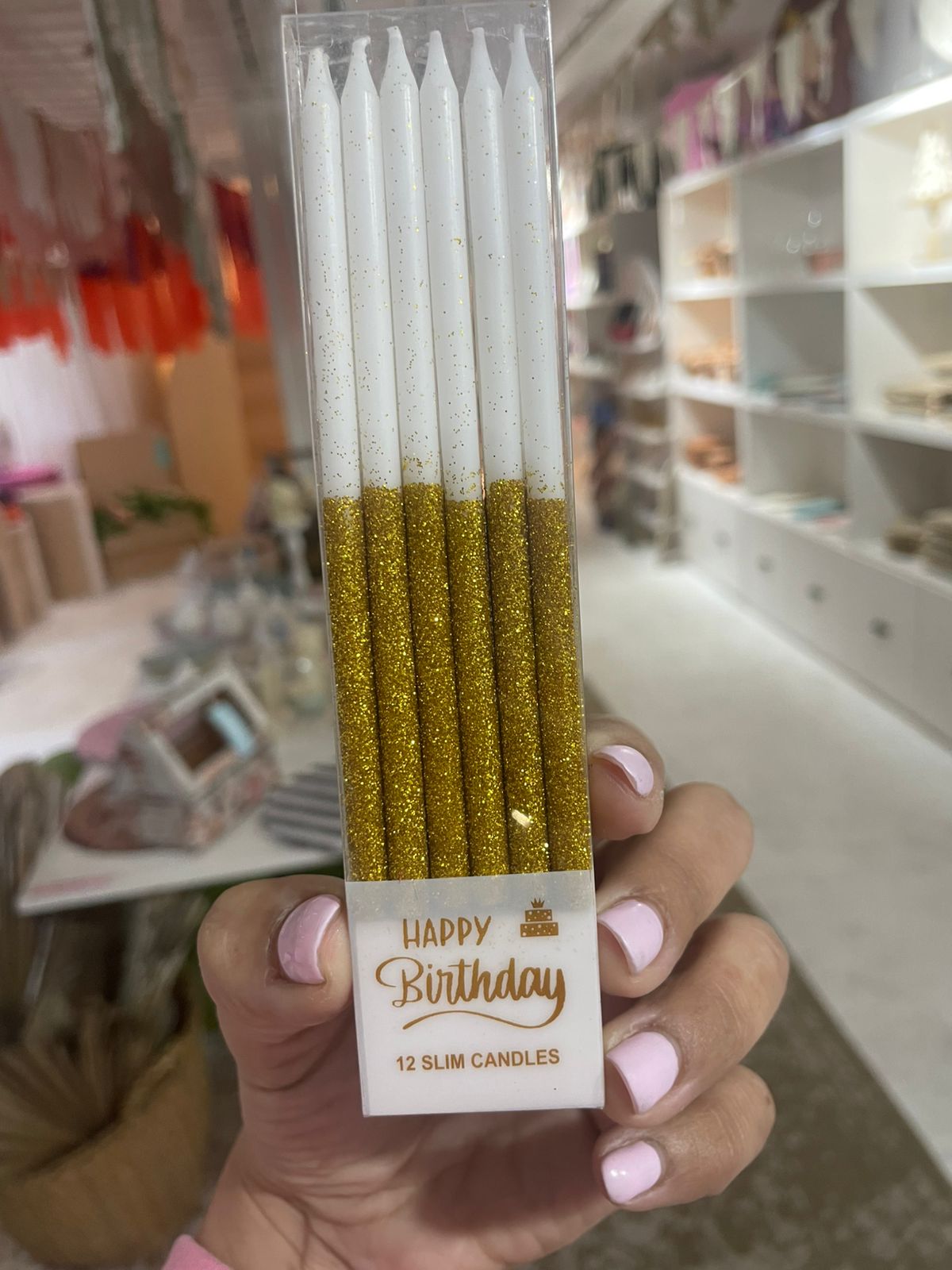 VELA DE CUMPLEAÑOS FINITAS CON GIBRE DORADO